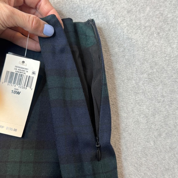 Lauren Ralph Lauren Plaid A Line Skirt Womens 18W Navy Green New - Picture 5 of 7